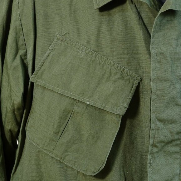1970 Slant Pocket Vietnam Era OD Shirt Rip Stop Poplin OG 107 Class 1 Large Long - Picture 3 of 12